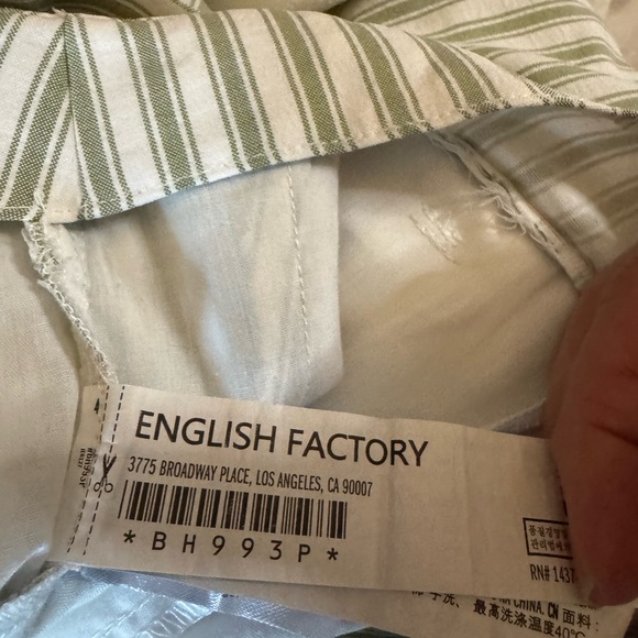 English Factory Green and Cream Striped Pants. Good Used Condition - Picture 4 of 6